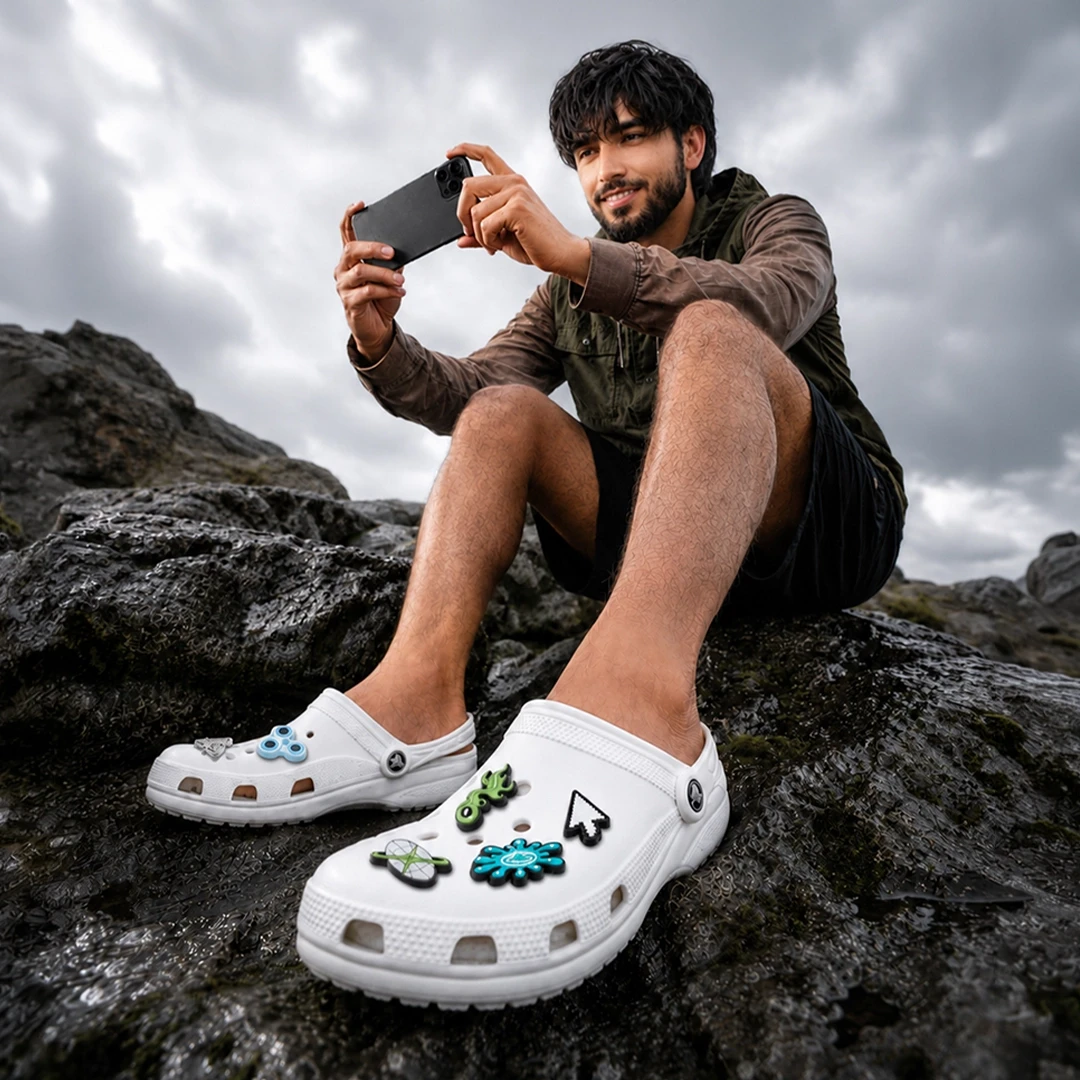 Men wearing white crocs